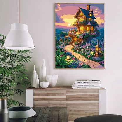 VIGEGU House Paint by Numbers Kit for Adults Beginner,Easy Adult Paint by Number Kits on Canvas DIY Painting for Beginners Art by Numbers for Home Wall Decor 16x20 Inch - Image 3