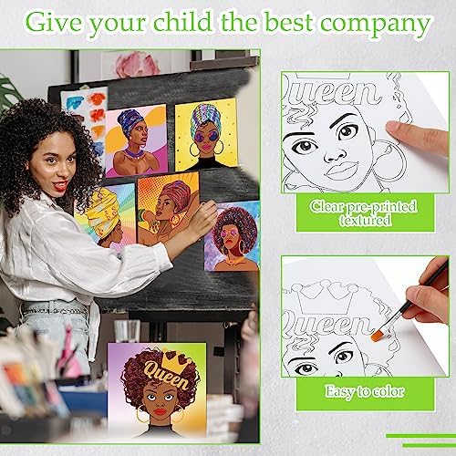 Ctosree 12 Sets Pre Drawn Canvas Kit for Painting,Hipster Women,8 x 10 in - Image 6