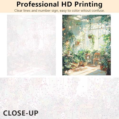 TUMOVO Paint by Numbers Kit for Adults Beginner Green Plants, Adult Paint by Number with Brushes Sunlight, DIY Acrylic Painting by Numbers for Gift Home Wall Decor 16"x20"(Frameless) - Image 3