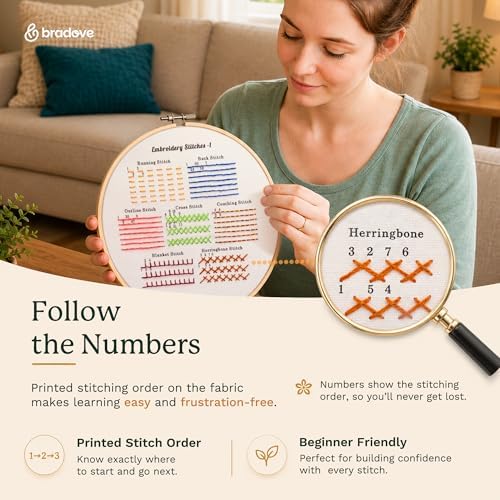 Bradove Classic Embroidery Learning Kit for Adults and Kids - Image 4
