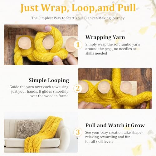 46 Inch Chunky Knitting Blanket Loom, Reusable Weaving Frame, Adjustable Size & Detachable,No Needles, Portable DIY Hand Knitting Kit for Beginners Crafts - Image 4