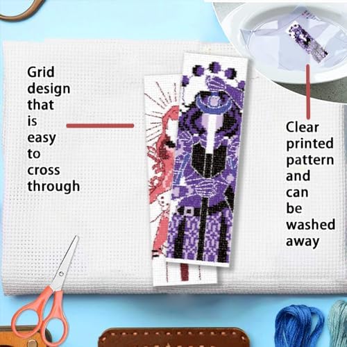 FREEBLOSS 6 Set Cross Stitch Bookmark Kits Sword & Rose Pattern Stamped Cross Stitch Kit 11CT Embroidery Kit with Instructions for Adults Beginners 20x6cm/8x2.4inch - Image 3
