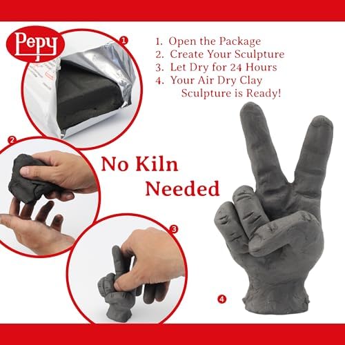Pepy Premium European Air Dry Modeling Clay Black 2.2 lb Bar, Easy to Use Air-Hardening Clay for Classroom and Montessori Sculpting and Crafts Projects - Image 3