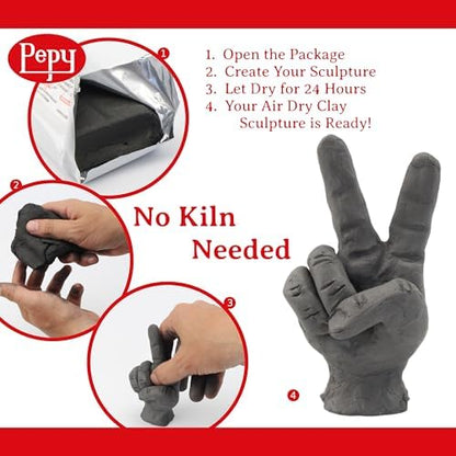 Pepy Premium European Air Dry Modeling Clay Black 2.2 lb Bar, Easy to Use Air-Hardening Clay for Classroom and Montessori Sculpting and Crafts Projects - Image 3