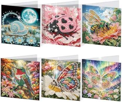 Artiphile DIY Pearl Art Painting Greeting Card Set Crafts Decor 6-Piece Foldable Cards Kit with Envelopes and Tools for Holiday Wishes Adult Crafting Project-Insect by Artiphile