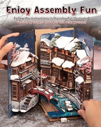 Cutefun DIY Book Nook Kit Kyoto Snow Whisper – Japanese Snow Scene - Image 4