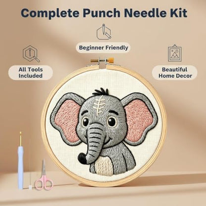AohaiNova Punch Needle Kit for Adult Beginners, Punch Needling Set Elephant - Image 2