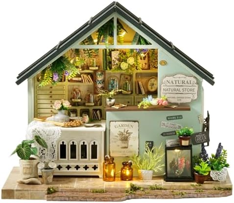 MAGQOO DIY Miniature Dollhouse Kit with Furniture Creative Room Mini Wooden Doll House Accessories DIY Doll House Room Box(Green Plant Studio) by MAGQOO