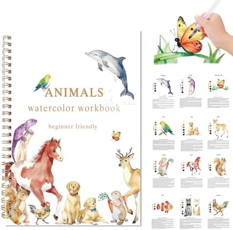 Animal Watercolor Workbook, Presketched Watercolor Book by CTANCIFANG