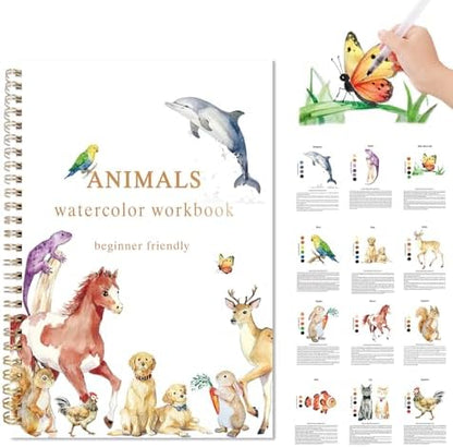 Animal Watercolor Workbook, Presketched Watercolor Book by CTANCIFANG