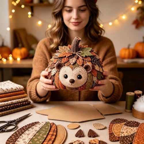 2PCS DIY Animal Pumpkin Sewing Kit - Autumn Fabric Animal Pumpkin Craft Set for Adults Beginners - Thanksgiving Handmade Fall Patchwork Craft Kit for Holiday Decor - Image 6