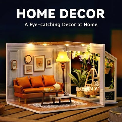 Flever DIY Miniature House Kit, Tiny Home Kit with LED Light, Mini House Build Craft Kits for Adults and Teens, Home Decor Creative Gift for Family/Friends(Warm Moment) - Image 3