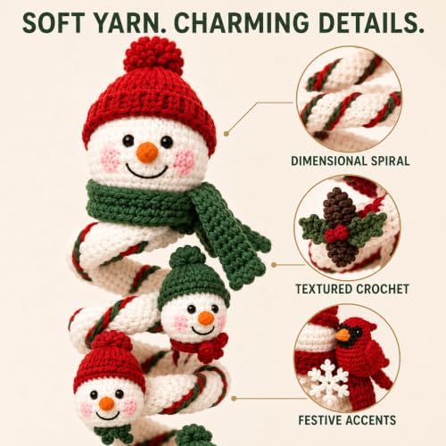 Crochet Snowman Spiral Ornament DIY Kit, Christmas Craft for Adults - Image 4