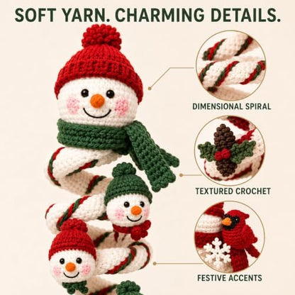 Crochet Snowman Spiral Ornament DIY Kit, Christmas Craft for Adults - Image 4