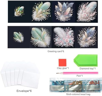 TDFERAN 6 Pack Diamond Painting All Occasion Handmade Greeting Cards Birthday Baby Wedding Birthday Cards Sympathy Card Thinking Of You Card Encouragement invitation letter Blank Fairy Angel Elf Bride - Image 3
