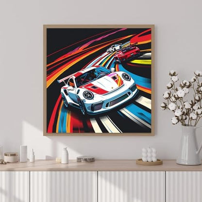 Artunion Framed Paint by Numbers Kit for Adults Beginners & Kids Ages 8-12,Racing Car Paint by Number with Frame,Car Lovers Paint by Numbers Kit on Canvas 10 * 10 Inch Without Easel - Image 2