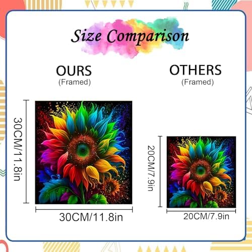 Hestarcul Flowers Adult Paint by Number Kits with Frame,Sunflower Painting Kits on Canvas,Large Color by Numbers Watercolor Gifts for Friends Home Wall Decor - Image 3
