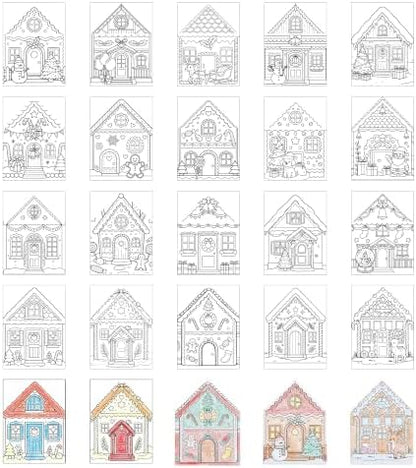 VYRANA Christmas DIY Coloring Greeting Cards, 20Pcs Holiday Blank Art Paper Cards for Kids Adults, Festive Xmas Party Craft Supplies, Gift Ideas for Mom, Friends, Thank You & Greeting Card Collection by VYRANA