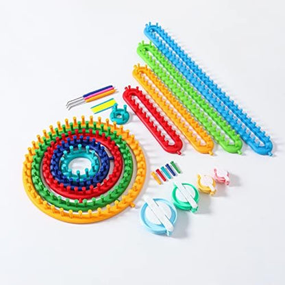 Frola Knitting Loom Craft Kit - 6 Round Knitting and 4 Long Knitting Include Hook Needle, Pompom Maker for Crochet, Hat, Scarf - Image 3