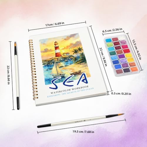 2 Pack Watercolor Workbooks for Beginners with 24 Paint Colors & Pens - Image 5