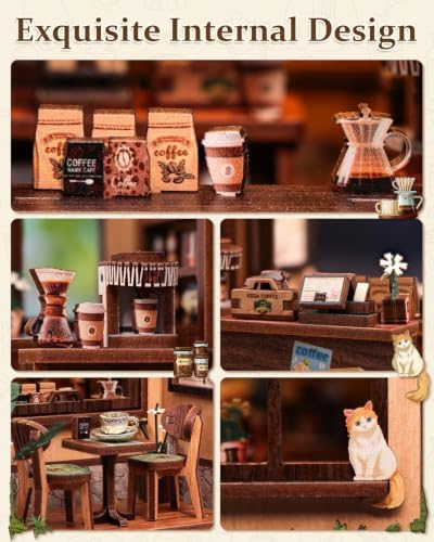 Cutebee LED Book Nook Kit, DIY Miniature House Kits Coffee Shop - Image 4