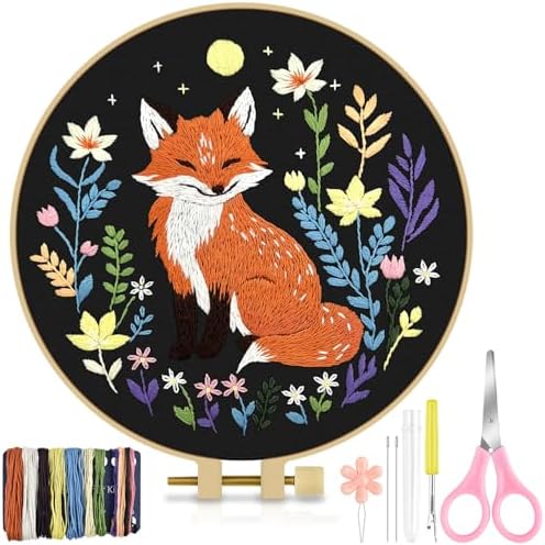 TINDTOP Embroidery Kit for Beginners Adult, Fox Embroidery Kit by TINDTOP