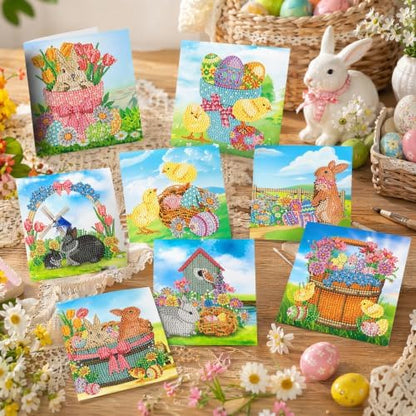 8PCS Chick Rabbit DIY Greeting Card Kits with Envelopes Diamond Art Greeting Cards Diamond Art Cards Kits for Adults DIY Crafts Family Friend Gifts - Image 7