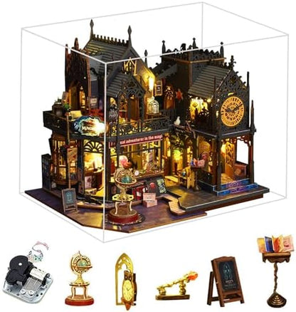 Fifijoy DIY Miniature Dollhouse Kit, Holo Magic City DIY Miniature House kit Wooden Dollhouse Kit, DIY Mini House kit for Adults to Build by fifijoy
