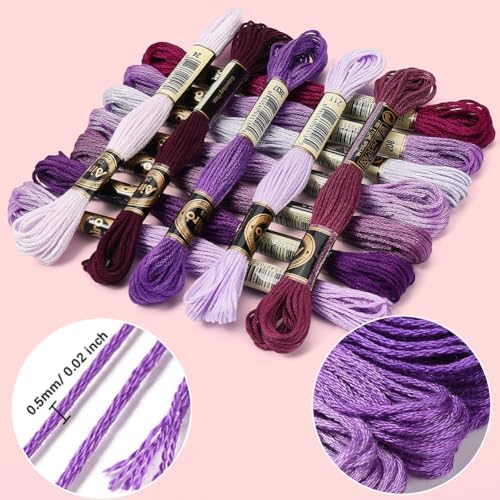 12 Skeins 105 Yards Purple Embroidery Floss Thread for Sewing - Image 6