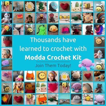 MODDA Crochet Kit for Beginners Adults and Teens - with Video Course - Make Amigurumi and Crocheting Kit Projects - Beginner Crochet Kit Includes 20 Colors Yarn, Hooks, Book, Patterns and Crochet Bag - Image 7