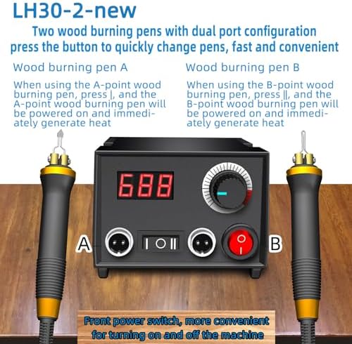 FIRElood LH30 Wood Burning Kit, Digitally Adjustable Temperature Wood burner Pen Kit, Wood Burning Tool, Professional Wood Burner Tool Kit for Adults and Beginners Craft (LH30-2 NEW) - Image 2