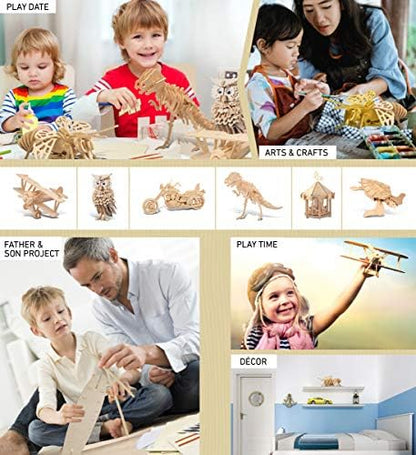 Puzzled 3D Puzzle Honeybee Wood Craft Construction Model Kit, Unique & Educational DIY Wooden Insect Toy Assemble Bee Model Unfinished Crafting Hobby Puzzle to Build & Paint for Decoration 32pcs Pack - Image 5