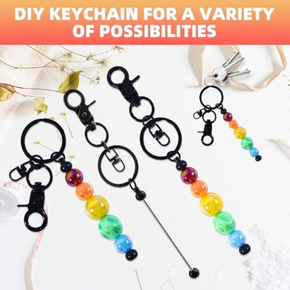 48 Pcs Beadable Keychains Bars bulk - 24 Black DIY Metal Beaded Keychain Making Kit + 24 Bags Included, Bead Keychain Supplies,Blank Key Chain, Perfect for Women, Men, Mother's Day, Birthday Gift - Image 5