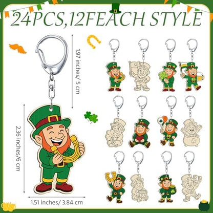 RattanView 24 Pcs St. Patrick's Day Craft Keychains DIY Keychain, 12 Styles - Image 2