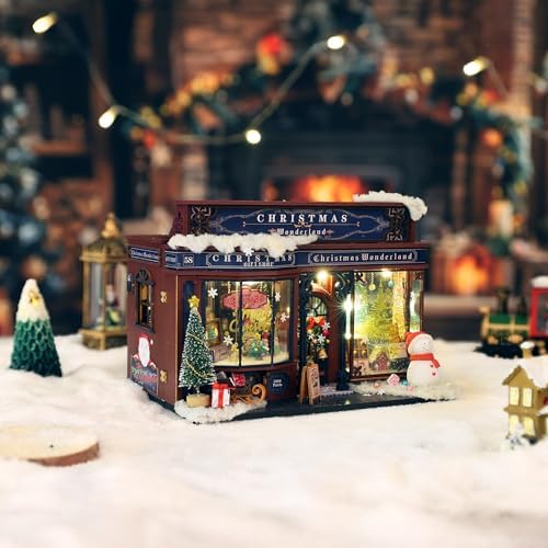 Hands Craft Christmas Wonderland DIY Miniature House Kit with Music & LED Lights – Holiday Storefront 3D Puzzle – Festive Craft Kit for Adults & Teens – Bookshelf Decor Winter Decorations - Image 2
