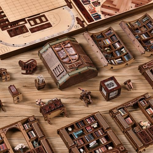 Dreamy Book Hall Book Nook Kit – DIY Miniature Dollhouse 3D Wooden Puzzle, Multi-Layer Vintage Library with LED Warm Light, Premium Imported Wood Bookends, Creative Gift for Adults & Teens - Image 5