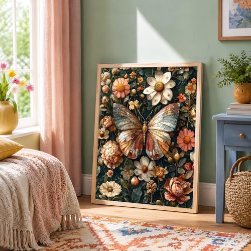 NXIKYO Butterfly Paint by Numbers Kit for Adults Beginner, Flowers Adult Paint by Number Kits on Canvas, DIY Acrylic Oil Easy Painting by Numbers for Home Wall Decor 16 X 20 inch (Without Frame) - Image 3