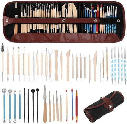 44 Pcs Clay Sculpting Tools Kit, Double Sided Polymer Clay Tool Set for Pottery, Ceramics and Air Dry Modeling, with Carrying Case Bag by MAQUITA