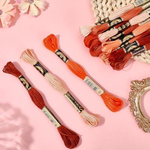 12 Skeins Orange Gradient Embroidery Thread Floss for Jewelry - Image 3