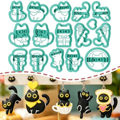 ORIGACH 16 Pcs Funny Black Cat Polymer Clay Cutters Set by ORIGACH