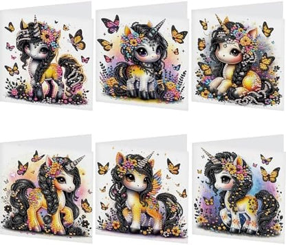 jinglinhh 6pcs Unicorn Butterfly Diamond Art Painting Greeting Cards with Envelopes, DIY Card Making Kits for Adults, Diamond Art Postcards Holiday Cards Craft Gifts by Unknown