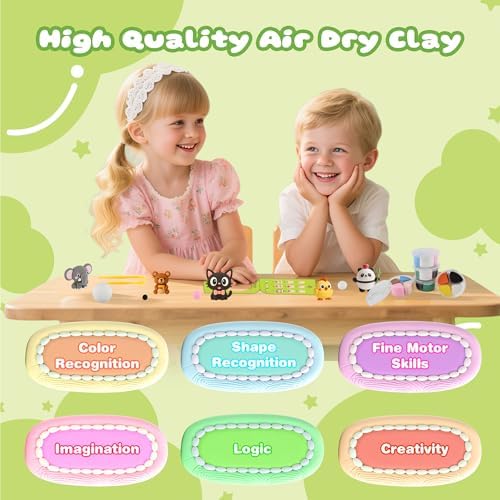 Nicella Air Dry Clay Kit, 12 Animals Modeling Clay for Kids, Model Magic Clay with Sculpting Tools and Tutorials, Safe & Non-Toxic, DIY Arts & Crafts School Projects, Home Party Favors for Boys Girls - Image 6