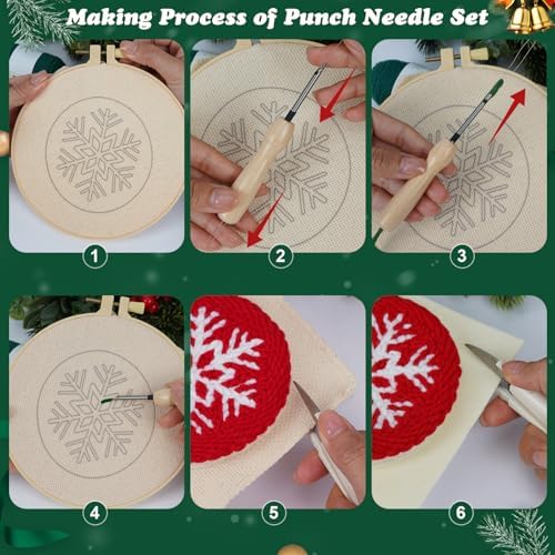 UHAPEER 6PCS Christmas Punch Needle Kit, Punch Needle Embroidery Kit - Image 3