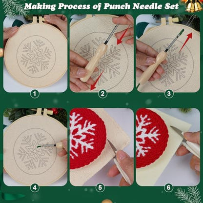 UHAPEER 6PCS Christmas Punch Needle Kit, Punch Needle Embroidery Kit - Image 3