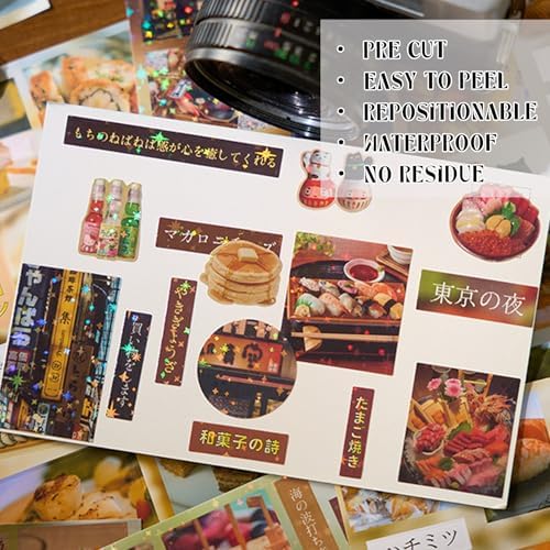 Japanese Food Sticker Book - 20 Sheets Kawaii Sushi Ramen Stickers for Journals, Planners, Scrapbooking & Water Bottles - Retro Izakaya Vibe Vinyl Decals (277 Pcs, Brown) - Image 5