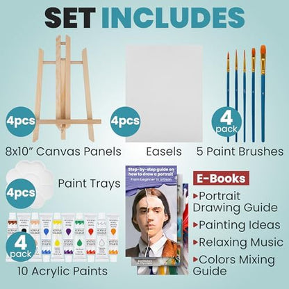4 Painting Kits for Couples' Date Night, Sip and Paint Kit for Adults - Image 2