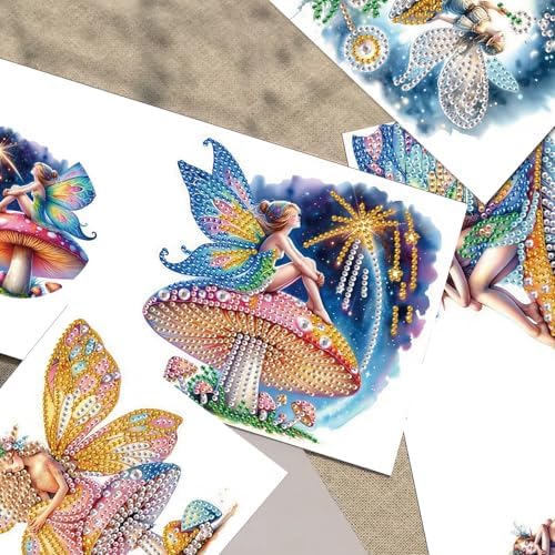 TDFERAN Diamond Painting Blank Cards Set of 6 Greeting Cards Butterfly Fairy Wedding Greetings Card Birthday Greeting Sympathy Thinking of You Card Adult Party Invitations All Occasion - Image 5
