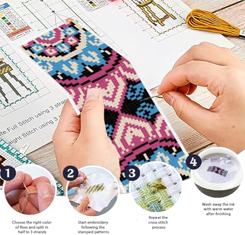 ACRNIGHEET 6PCS Cross Stitch Bookmark Kit for Beginner Mandala Stamped Cross Stitch Kits for Adults DIY Embroidery Bookmark Kits Crossstitch Kits Adult with Instructions Hand Craft Gift 11CT - Image 4