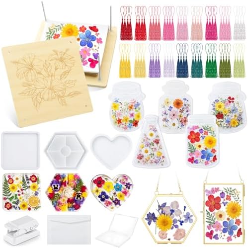 Fuyoooo 58 Pcs Large Flower Press Kit, Craft Kits 10" x 10" 10 Layer Ladies Craft Night Kit for Women, Bouquet Preservation Gift, Homemade Gift Kits for Mother's Day Spring DIY Arts by Liraitoya