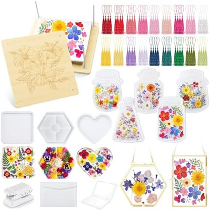Fuyoooo 58 Pcs Large Flower Press Kit, Craft Kits 10" x 10" 10 Layer Ladies Craft Night Kit for Women, Bouquet Preservation Gift, Homemade Gift Kits for Mother's Day Spring DIY Arts by Liraitoya